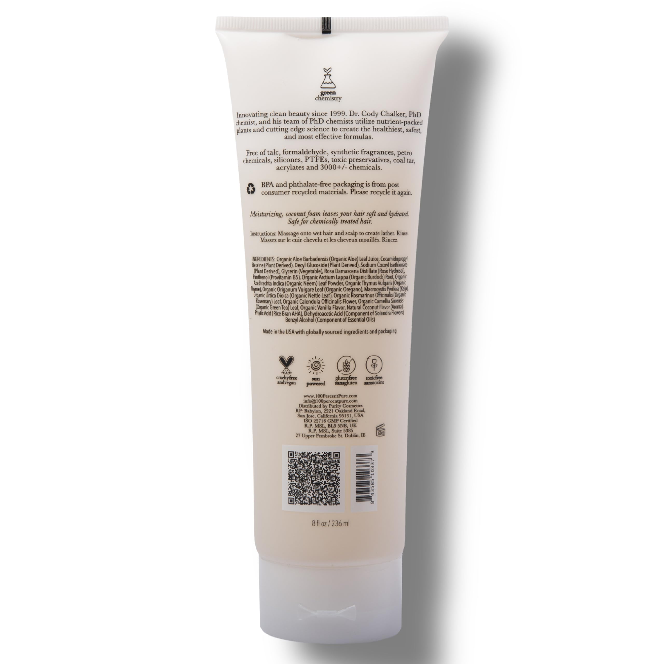 100% PURE Coconut Milk Restorative Shampoo & Cleansing Detox Helps Restore Damaged Hair, Replenish Moisture & Body - Healthy Hair Growth for Women & Men - Sulfate Free - 8 Fl Oz - Image 7