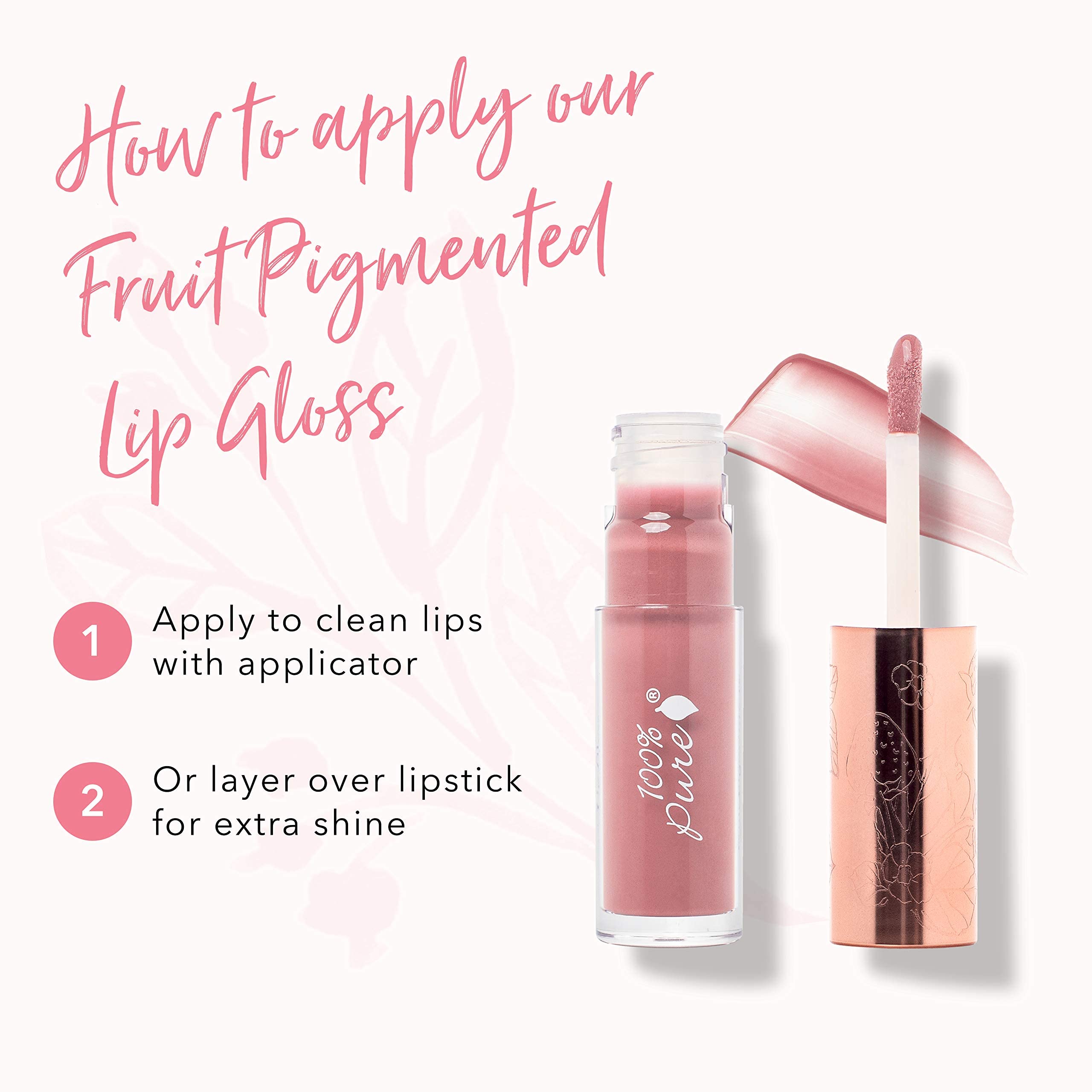 100% PURE Lip Gloss (Fruit Pigmented), Mauvely, High Shine, Moisturizing, Natural Lip Gloss, Sheer Finish, Tinted Lip Gloss w/Cocoa Butter, Vitamin E (Rosy Mauve Color) - 0.14 Fl Oz - Image 6