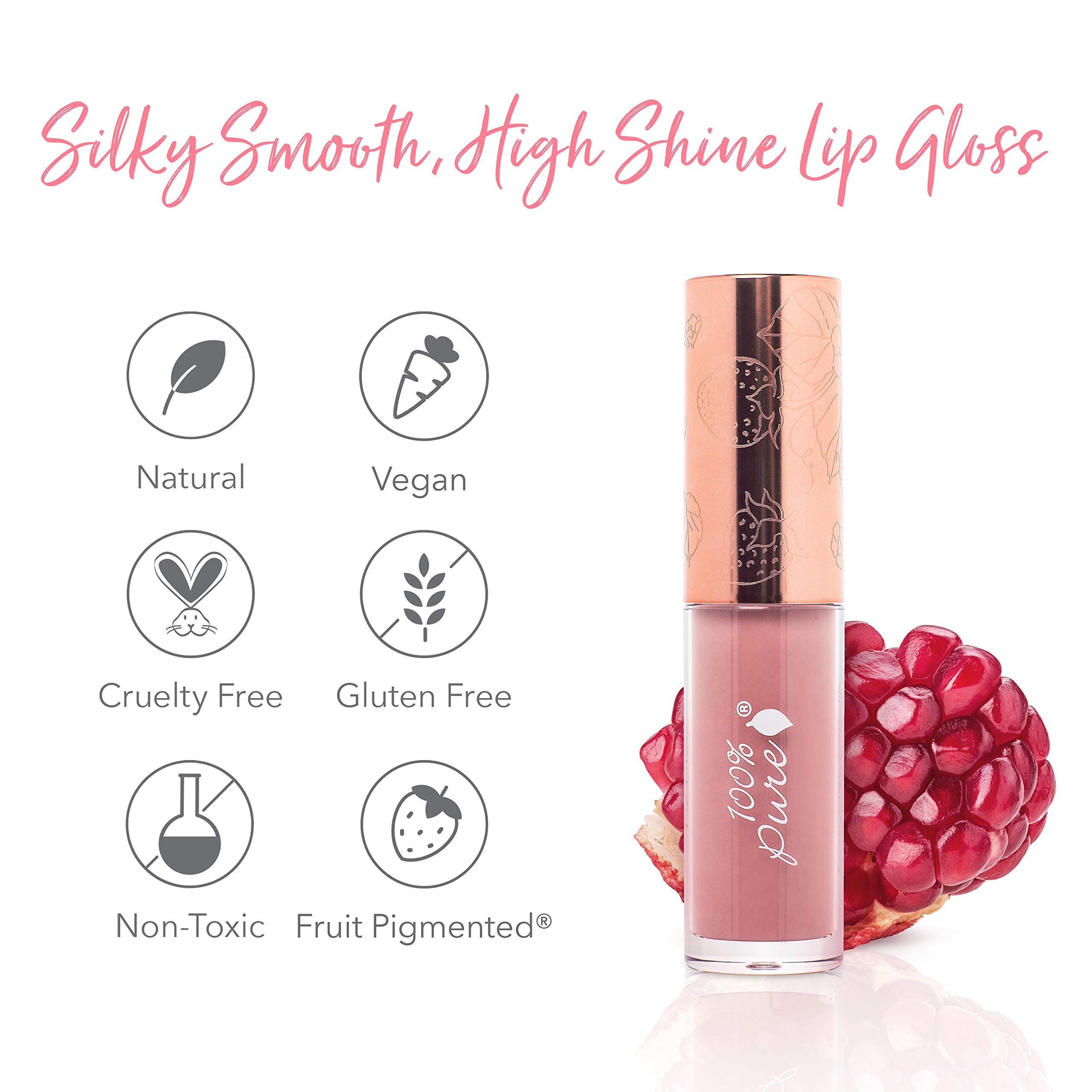 100% PURE Lip Gloss (Fruit Pigmented), Mauvely, High Shine, Moisturizing, Natural Lip Gloss, Sheer Finish, Tinted Lip Gloss w/Cocoa Butter, Vitamin E (Rosy Mauve Color) - 0.14 Fl Oz - Image 7