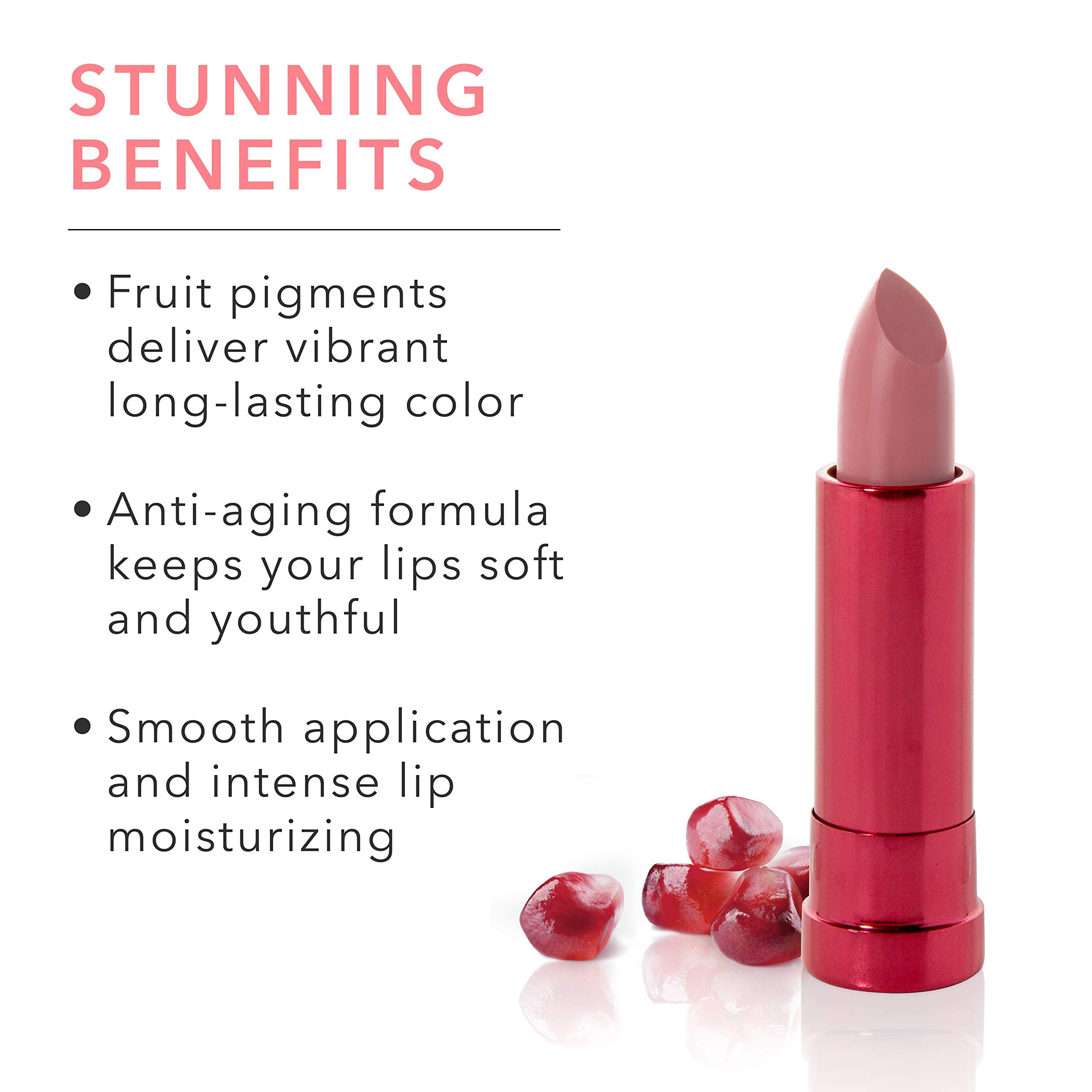 100% PURE Pomegranate Oil Anti-Aging Lipstick Long Lasting, Vibrant Makeup - Moisturizing Cocoa Butter Satin Finish - Vegan Fruit Pigmented Foxglove Color (Berry Pink Mauve) - 0.15 oz - Image 6