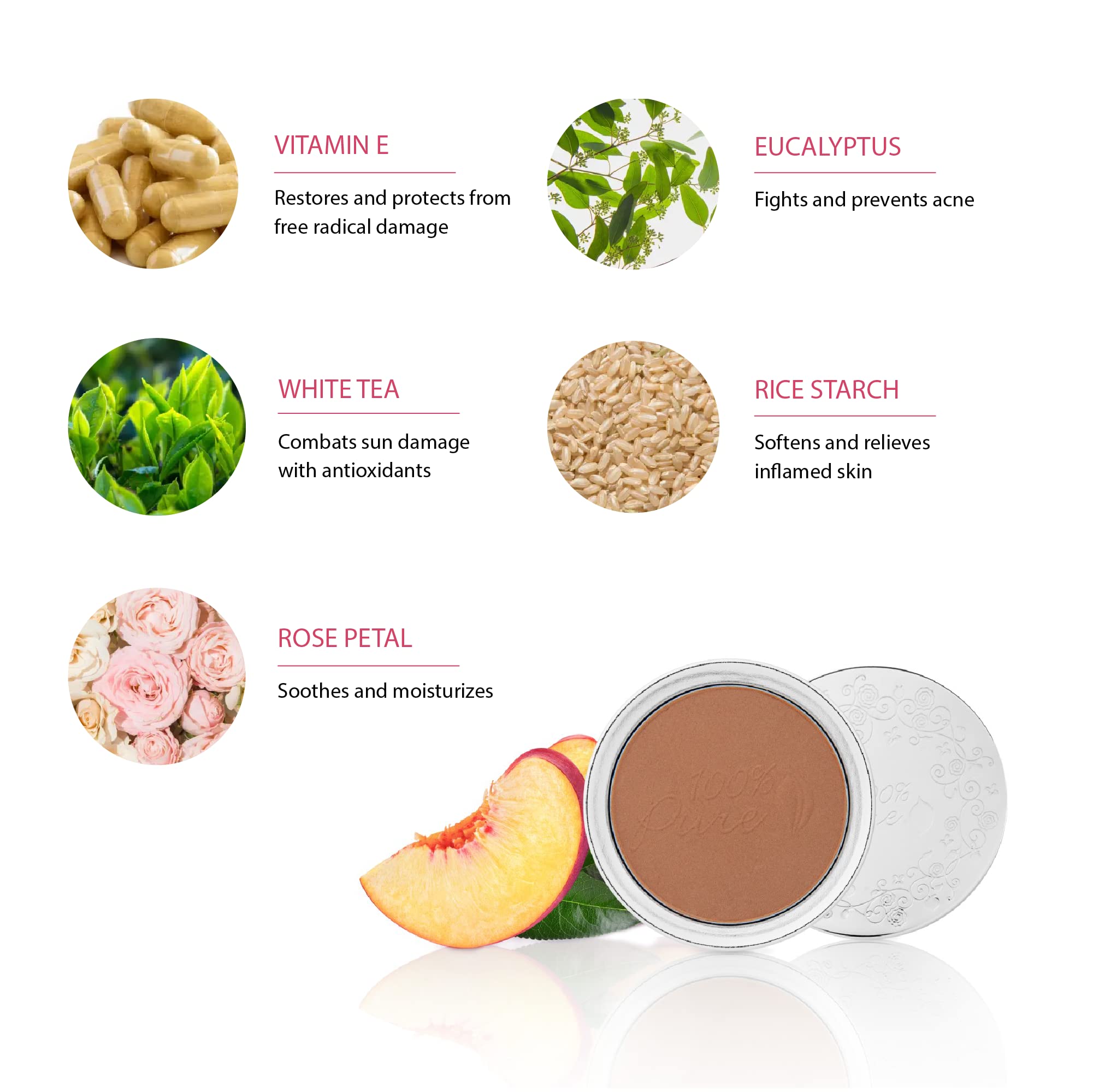 100% PURE Powder Foundation Matte Finish Face Makeup - Oil Absorbing Pressed Poreless Concealer - Vegan Fruit Pigmented Cocoa Color (Deep Shade w/Neutral Undertones) - 0.32 Oz - Image 3